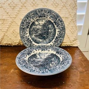 Staffordshire Engravings Transferware Soup Bowls